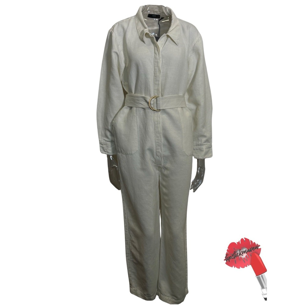 Able‎ Charlyn Jumpsuit Women Large Cream Antique White Button Down One Piece NWT